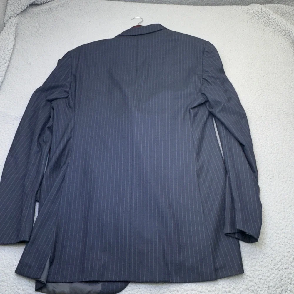 Corneliani Blazer Mens 46 Long Blue Pinstripe Extraﬁne Wool Sport Coat Italy 3B